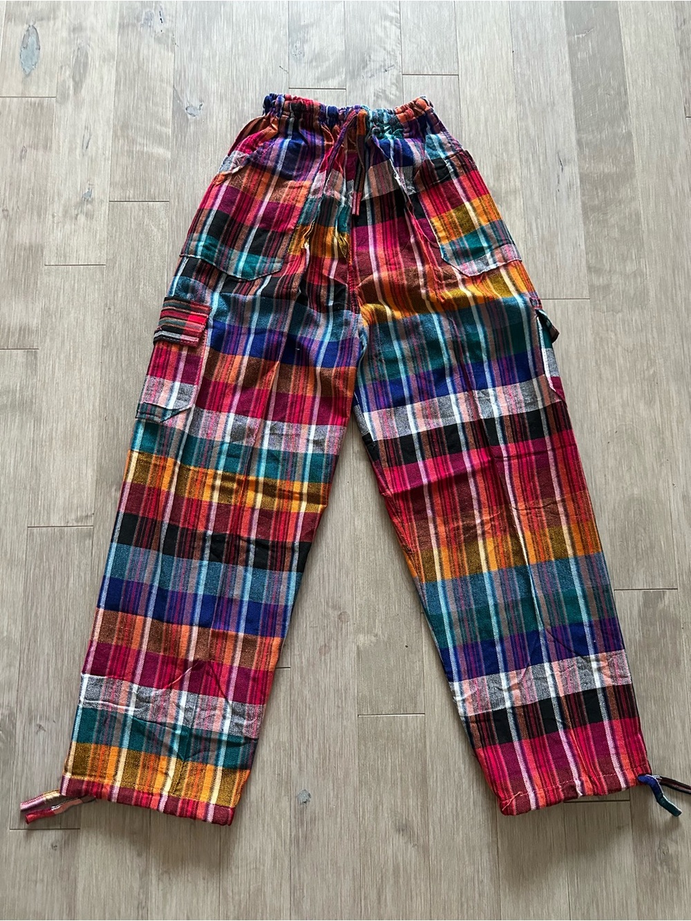 Peru/Ecuador‎ Handmade Cotton Boho Striped Multicolor Pants Joggers Large